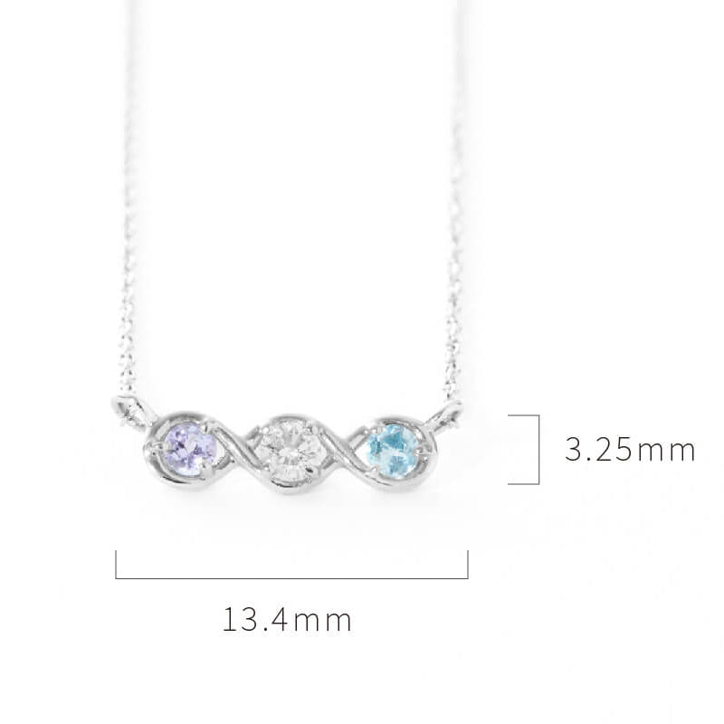 3 Jewel Family Necklace｜PT900/850 Cut Azuki 45cm Slide Chain