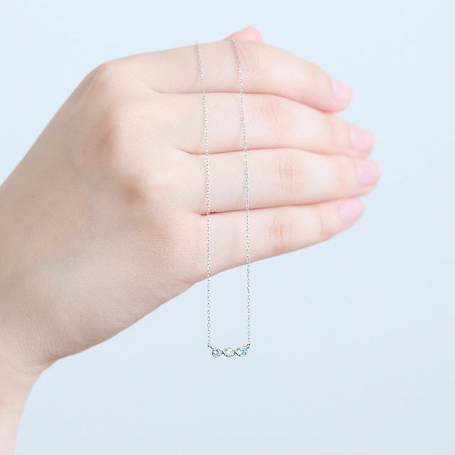3 Jewel Family Necklace｜PT900/850 Cut Azuki 45cm Slide Chain