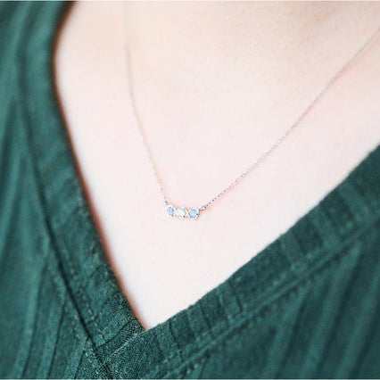 3 Jewel Family Necklace｜PT900/850 Cut Azuki 45cm Slide Chain